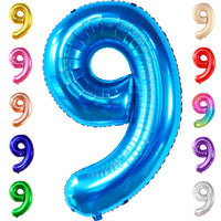 KatchOn, Giant Blue Number 9 Balloon - 40 Inch | Foil 9 Birthday Balloon for 9th Birthday Decorations | 9th Anniversary Decoration | Blue Party Decoration