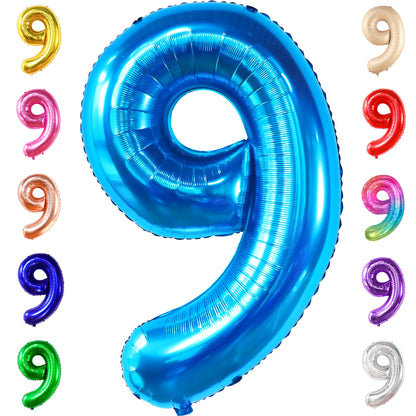 KatchOn, Giant Blue Number 9 Balloon - 40 Inch | Foil 9 Birthday Balloon for 9th Birthday Decorations | 9th Anniversary Decoration | Blue Party Decoration
