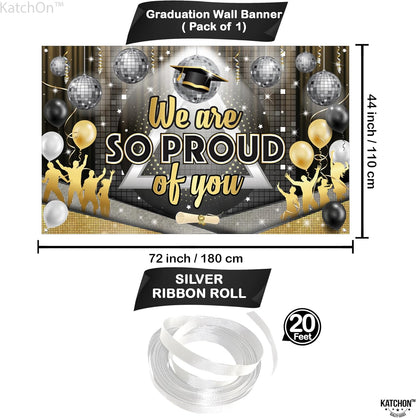 KatchOn, We are So Proud of You Banner - XtraLarge, 72x44 Inch | Disco Graduation Banner for Class of 2026 Graduation Decorations 2026 Congratulations Decorations Proud of You Decor