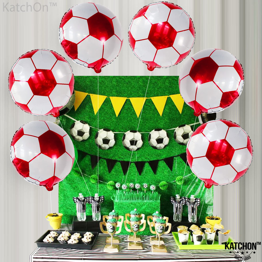 Katchon, Red Soccer Balloons -18 Inch, Pack of 6 | Soccer Birthday Party Decorations, Sports Themed Party Decorations | soccer decorations For Party With Red And White balloons