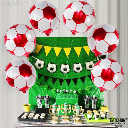 Katchon, Red Soccer Balloons -18 Inch, Pack of 6 | Soccer Birthday Party Decorations, Sports Themed Party Decorations | soccer decorations For Party With Red And White balloons