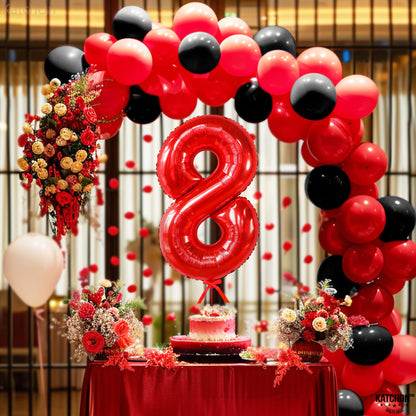 KatchOn, Giant, Red 8 Balloon Number - 40 Inch | Red 8 Balloon, 8th Birthday Decoration Boy | 8 Year Old Balloon, 8 Year Old Birthday Decorations | Number Balloons for Anniversary Decorations