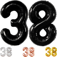 Black Number 38 Foil Balloon - US