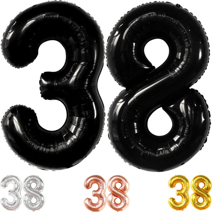 Black Number 38 Foil Balloon - US