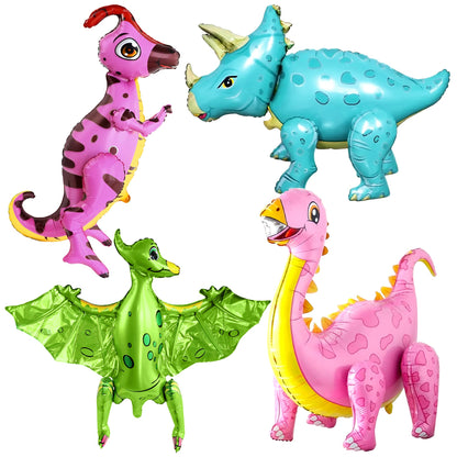 KatchOn, Large Pink Dinosaur Balloons for Birthday Party - Pack of 4 | Pastel Dino Balloons for Dino Party Decorations, Dinosaur Birthday Decorations | Three Rex Birthday Decorations Girl