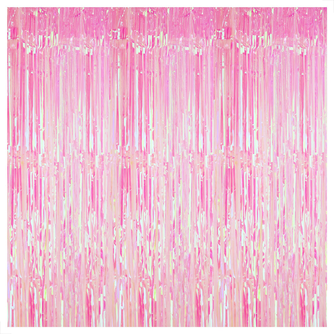 KatchOn, XtraLarge Iridescent Pink Backdrop Curtain - 3.2x8 Feet | Pink Streamers for Birthday, Gender Reveal, Bachelorette, Wedding, Bridal Shower Decorations | Pink Iridescent Party Decorations