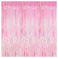 KatchOn, XtraLarge Iridescent Pink Backdrop Curtain - 3.2x8 Feet | Pink Streamers for Birthday, Gender Reveal, Bachelorette, Wedding, Bridal Shower Decorations | Pink Iridescent Party Decorations