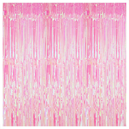 KatchOn, XtraLarge Iridescent Pink Backdrop Curtain - 3.2x8 Feet | Pink Streamers for Birthday, Gender Reveal, Bachelorette, Wedding, Bridal Shower Decorations | Pink Iridescent Party Decorations