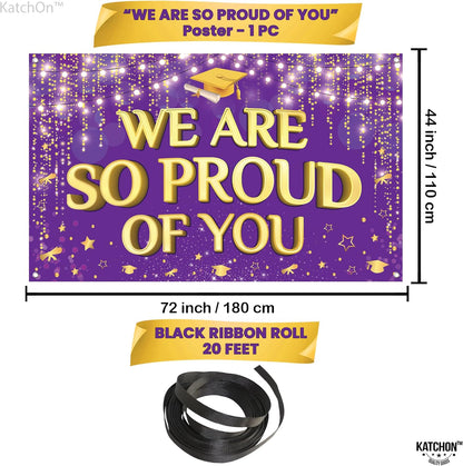 KatchOn, We are So Proud of You Banner - XtraLarge, 72x44 Inch | Graduation Backdrop Purple and Gold for Graduation Party Decorations 2026 | Congratulations Banner for Graduation Decorations 2026