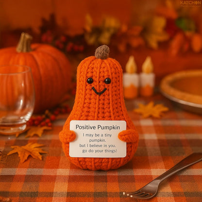 KatchOn, Positive Pumpkin Crochet Gift | Christmas Stocking Stuffers, Cute Crochet Pumpkin for Emotional Support, New Years Gifts | Office Desk Accessories, for Women, Family & Friends