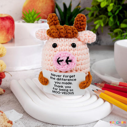 KatchOn, Mini Highland Cow Valentines Day Gifts for Her | Emotional Support Crochet Gifts for Women, Men, Coworker, Friends, Teen | Positive Crochet Animals | Birthday Gifts for Women