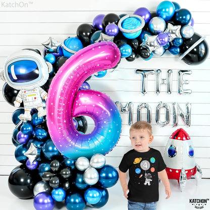 KatchOn, Giant Rainbow Number 6 Balloon - 40 Inch | Galaxy Number 6 Balloon | 6th Birthday Decorations For Girls, Boys | Number Six Birthday Balloon for 6th Birthday Decorations