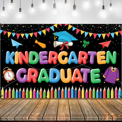 KatchOn, Kindergarten Graduation Backdrop - Large 72x44 Inch | Preschool Graduations Banner | Kindergarten Backdrop for Kindergarten Graduation Decorations 2026 | Kinder Graduation Banner