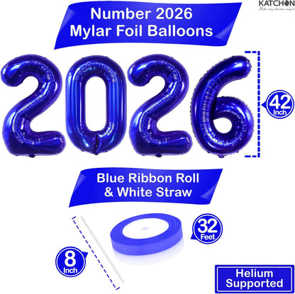 KatchOn, Blue 2026 Balloons Graduation - Huge, 42 Inch | 2026 Blue Balloons | 2026 Foil Balloons | 2026 Graduation Decorations Class of 2026 Balloons | Graduation Balloons