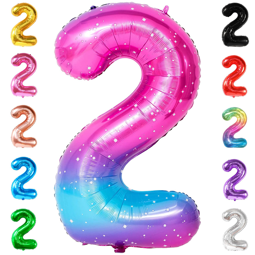 KatchOn, Giant Rainbow 2 Balloon Number - 40 Inch | Number 2 Balloons for Birthdays | 2 Year Old Balloon for 2th Birthday Decorations Girl | Number Balloons for Anniversary Decorations