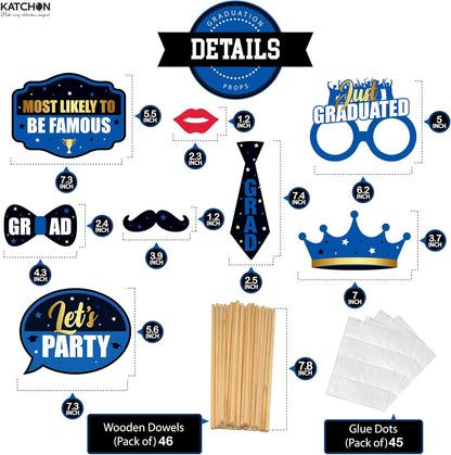 KatchOn, Graduation Photo Props 2026 - Pack of 40 | Blue and Black Grad Party Decorations | Grad Photo Props 2026 | 2026 Graduation Decorations