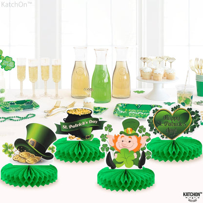 KatchOn, St Patricks Day Centerpiece Table Decorations - Huge, 9 Pieces Leprechaun St Patricks Day Table Decorations | St Patricks Day Decorations for Table | Honeycomb Saint Patricks Day Decorations