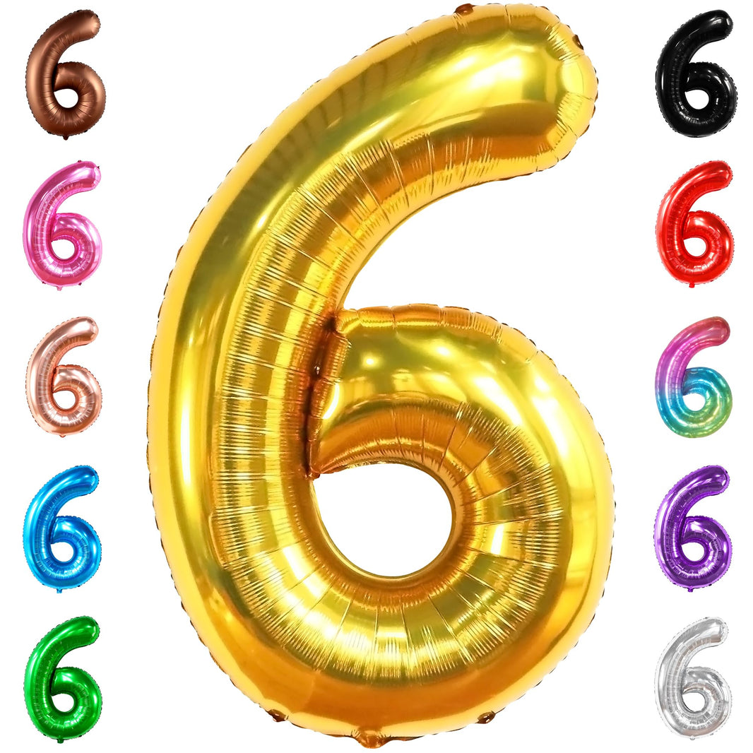 KatchOn, Giant Gold Number 6 Balloon - 40 Inch | 6th Birthday Balloon for 6th Birthday Decorations | 6 Balloons for Birthday | 6 Year Old balloon for 6 Year Decorations