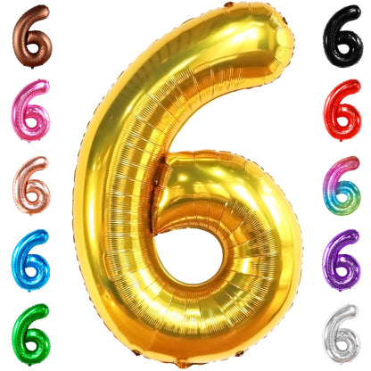 KatchOn, Giant Gold Number 6 Balloon - 40 Inch | 6th Birthday Balloon for 6th Birthday Decorations | 6 Balloons for Birthday | 6 Year Old balloon for 6 Year Decorations