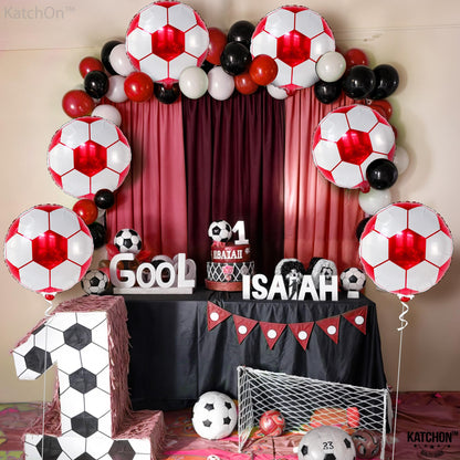 Katchon, Red Soccer Balloons -18 Inch, Pack of 6 | Soccer Birthday Party Decorations, Sports Themed Party Decorations | soccer decorations For Party With Red And White balloons