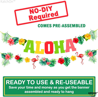 KatchOn, Aloha Banner for Hawaiian Party Decoration - 10 Feet, No DIY | Banner For Luau Party Decoration | Aloha Party Decorations | Aloha Party Banners For Beach Party, Pool Party