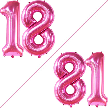 KatchOn, Hot Pink 18 Balloon Numbers - 40 Inch | Pink 18th Birthday Decorations for Girls | 18th Birthday Balloons for Girls | Pink Party Decoration | 18th Happy Anniversary Decorations