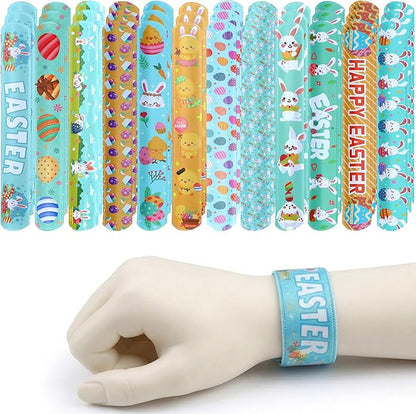 katchon easter bracelets pack of 40 easter basket stuffers easter party favors egg fillers slap bracelets for classroom gifts classroom prizes