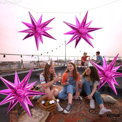KatchOn, Big Hot Pink Starburst Balloons - 20 Inch, Pack of 50 | Hot Pink Star Balloons Metallic | Hot Pink Balloons, Hot Pink Party Decorations | Hot Pink Spike Balloons, Galentines Day Decorations
