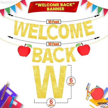 KatchOn Glitter Welcome Back Banner Pre Strung - 10 Feet, Classroom Decor