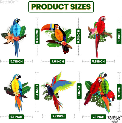 KatchOn, Tropical Birds Honeycomb Cutouts - Big, Pack of 6 | Luau Party Decorations | Tropical Party Decorations, Hawaiian Party Decorations, Rainforest Decorations | Jungle Decorations, Tiki Party