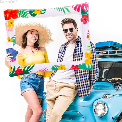 KatchOn, Luau Photo Booth Frame - 28x23 Inch | Luau Party Decorations | Inflatable Selfie Frame, Luau Decorations | Tropical Party Decoration, Pool Party Decoration, Photobooth Frame