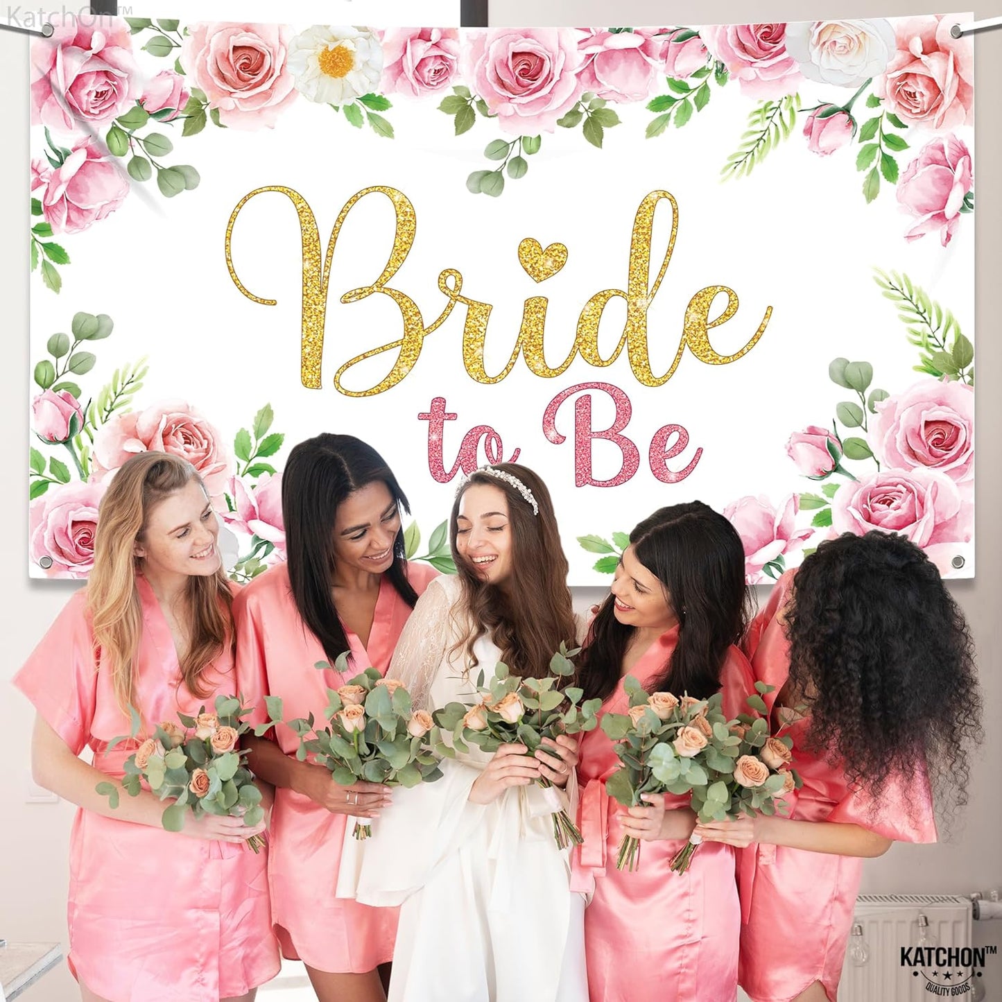 KatchOn, Pink Bride to Be Banner - XtraLarge 72x44 Inch | Bridal Shower Backdrop for Bride to Be Decorations | Bride to Be Wall Decorations | Bridal Shower Banner for Pink Bridal Shower Decorations