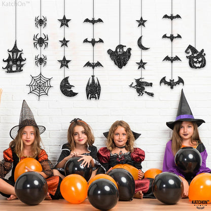 KatchOn Glitter Black Halloween Garland, Pack of 10