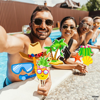 KatchOn 50 Pcs Tropical Hawaiian Photo Booth Props | Luau Party Decorations | luau photo booth props, Hawaiian Party Decorations | Luau Photo Props, Aloha Party Decorationsm, Pool Party Decorations