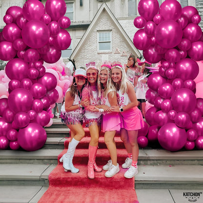 KatchOn, Fuchsia Chrome Pink Balloons Set - 18 Inch, Pack of 90 | Fuschia Latex Balloons for Fuschia Party Decorations | Chrome Hot Pink Balloons for Anniversary, Wedding, Birthday Party Decorations