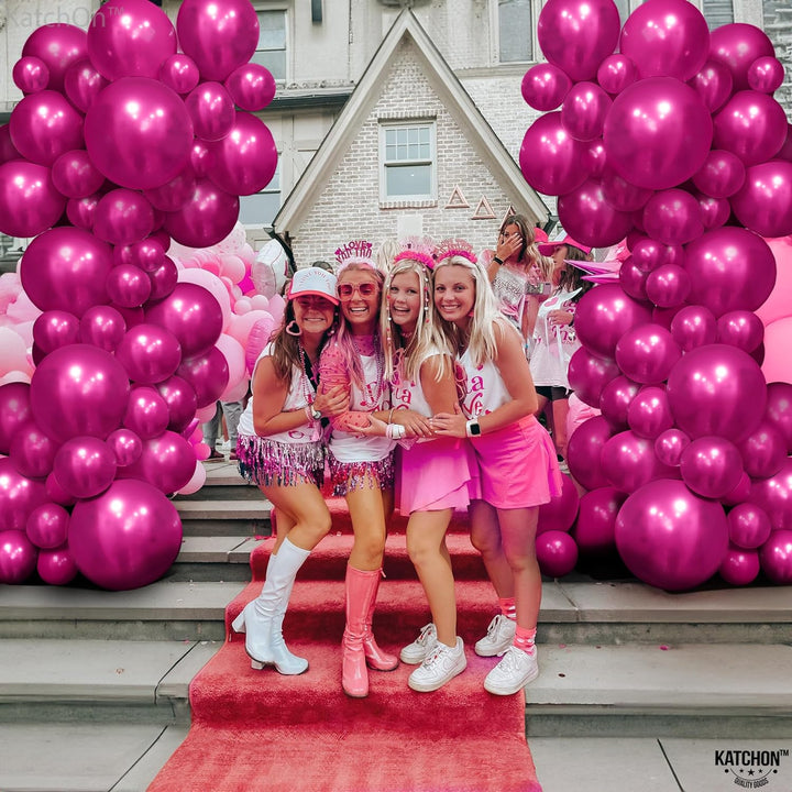 KatchOn, Fuchsia Chrome Pink Balloons Set - 18 Inch, Pack of 90 | Fuschia Latex Balloons for Fuschia Party Decorations | Chrome Hot Pink Balloons for Anniversary, Wedding, Birthday Party Decorations