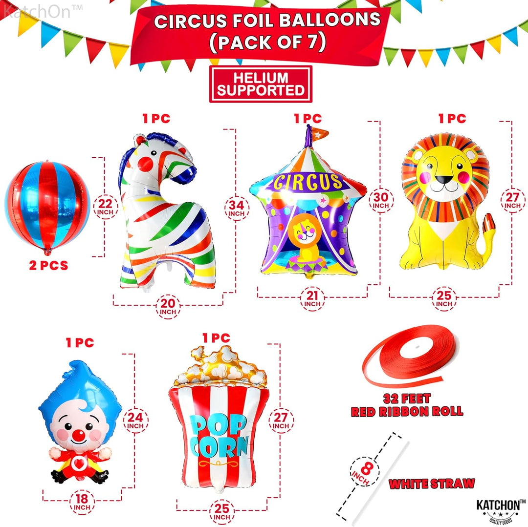 KatchOn Circus Balloons for Carnival Theme Party Decorations, 7 Count, Perfect for Birthday Parties