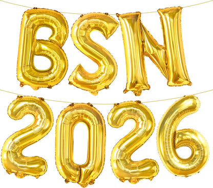 KatchOn, Gold BSN Balloons Letters 2026-16 Inch, Congrats Nurse Banner for Graduation Decorations 2026 | BSN Nurse Balloons 2026 for BSN Graduation Decoration | Nurse Graduation Decorations