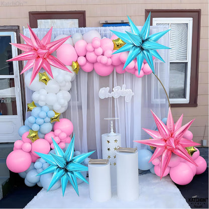 KatchOn, Light Blue Star Cones, 26 Inch - Pack of 50, Turquoise Starburst Balloon for Winter Decorations, Baby Shower, Christmas, Unisex, Number of Pieces 62
