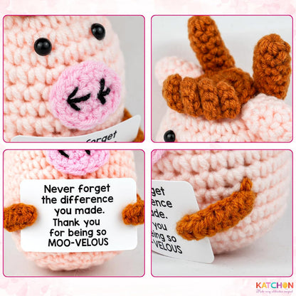 KatchOn, Mini Highland Cow Valentines Day Gifts for Her | Emotional Support Crochet Gifts for Women, Men, Coworker, Friends, Teen | Positive Crochet Animals | Birthday Gifts for Women