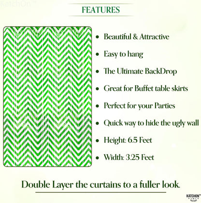KatchOn, Green & White Foil Fringe Curtains - 3.2x6.5 Feet, Pack of 2 - St Patricks Day, Graduation
