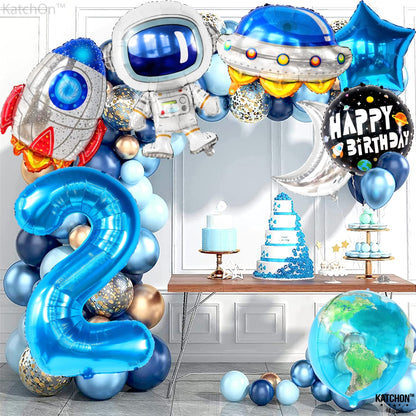 KatchOn, Big Two The Moon Balloons - Pack of 8 | Two The Moon Birthday Decorations Boy | Two The Moon Balloons for 2 The Moon Birthday Decorations | 2 Space Balloon, 2nd Birthday Decorations for Boys