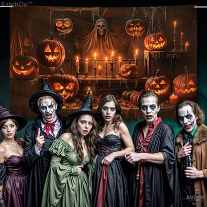 KatchOn Spooky Halloween Backdrop 72x44 Inch | Halloween Party Decorations