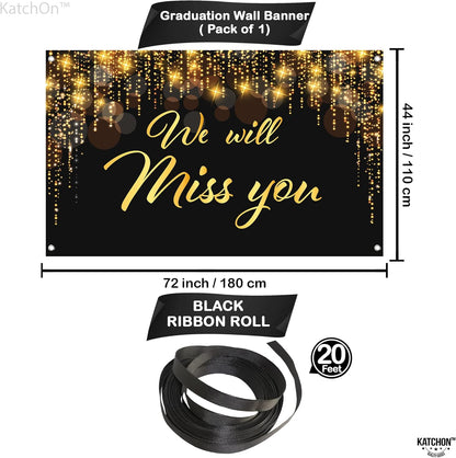 KatchOn, We Will Miss You Banner Black and Gold - XtraLarge 72x44 Inch | Black and Gold We Will Miss You Decorations, Farewell Decorations Party | Farewell Banner, Graduation Decorations 2026