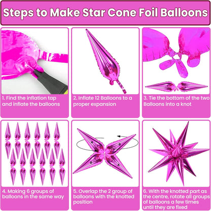 KatchOn, Big Hot Pink Starburst Balloons - 20 Inch, Pack of 50 | Hot Pink Star Balloons Metallic | Hot Pink Balloons, Hot Pink Party Decorations | Hot Pink Spike Balloons, Galentines Day Decorations