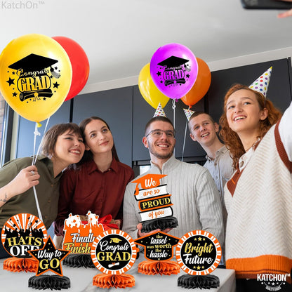 KatchOn, Orange and Black Graduation Centerpieces for Tables 2026 - Pack of 9 | Black Graduation Centerpieces 2026 for Graduation Decorations 2026 | Orange and Black 2026 Graduation Decorations