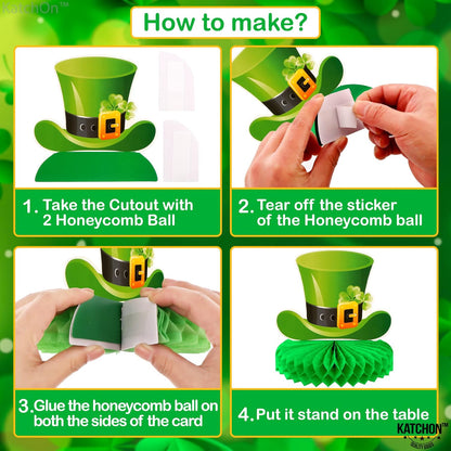 KatchOn, 9 Pieces St Patricks Day Honeycomb Centerpieces - St Patricks Day Decorations | Pot of Gold Centerpiece for St Patricks Day Centerpiece Table Decorations | St Patricks Day Table Decorations