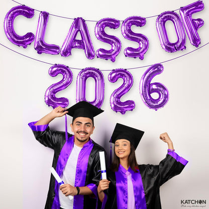 KatchOn, Purple Class of 2026 Balloons - 16 Inch | Graduation Balloons Banners for Class of 2026 Decorations | Purple Graduation Decorations 2026, Grad Party Decor | Graduation Party Supplies