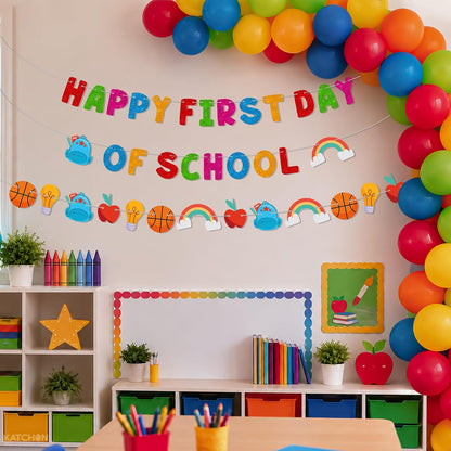 KatchOn Glitter Happy First Day of School Banner Pre-Strung 10 Feet