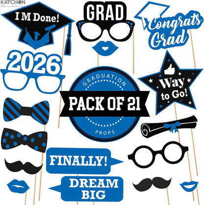 KatchOn, Graduation Photo Booth Props 2026 - Pack of 21 | 2026 Graduation Photo Props for Blue and White Graduation Decorations 2026 | Graduation Picture Props, 2026 Graduation Decorations
